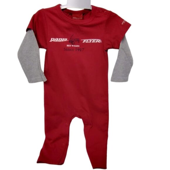 Radio Flyer 1 Piece Snap Bottom Outfit 2004 Red with Grey Sleeve 24 Months NWT - Picture 7 of 10